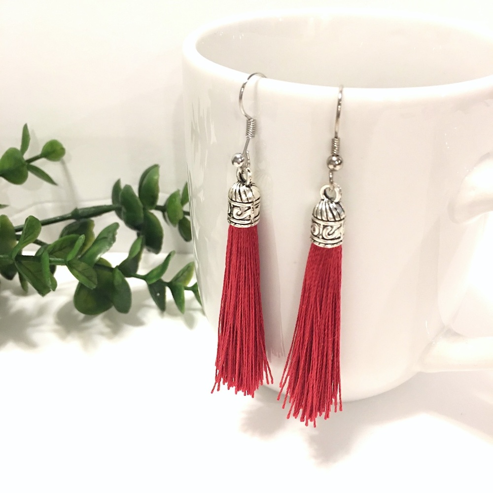 Royal Red Tassel Drop Earrings BOUTIQUE